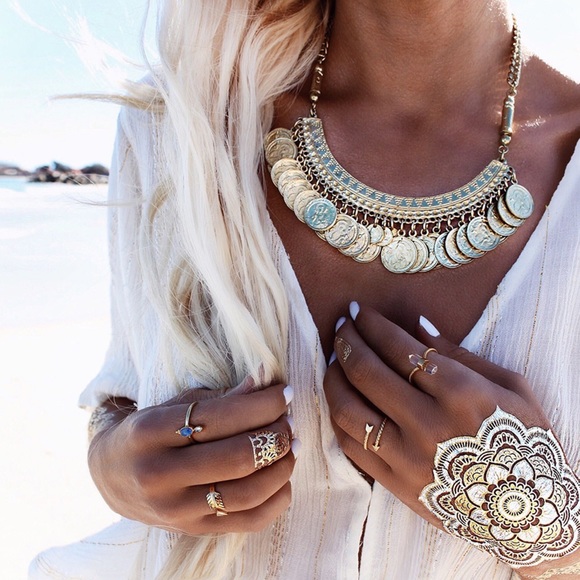 4 Sheets Boho Festival Temporary Metallic Flash Tattoos - Picture 4 of 13